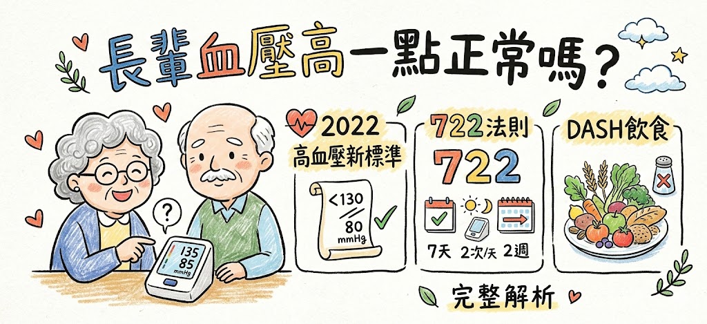 長輩血壓高一點正常嗎？2022 高血壓新標準、722法則與DASH飲食完整解析
