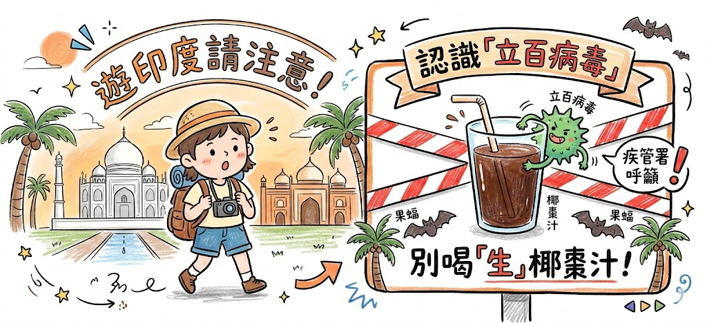 遊印度請注意！認識「立百病毒」：為何疾管署呼籲別喝「生」椰棗汁？